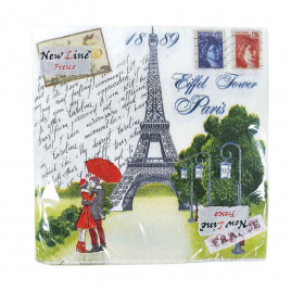 Салфетки бумажные с рисунком Эйфелева башня 33*33см 2-х слойные 20шт