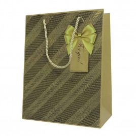 Пакет ЛЮКС Косая полоса золотая размер 18*23*10см