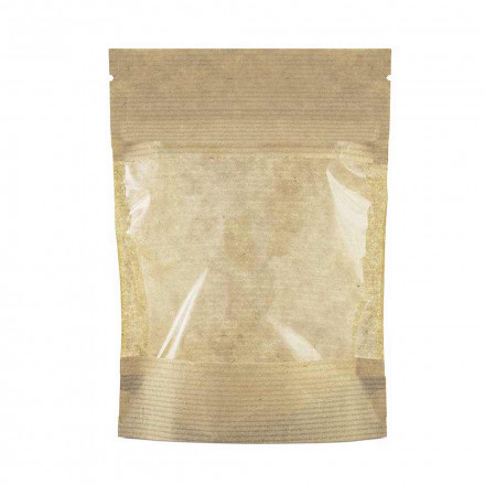 Дой-пак бумажный крафт с окном с замком zip-lock 150*240+(40+40) уп 10шт