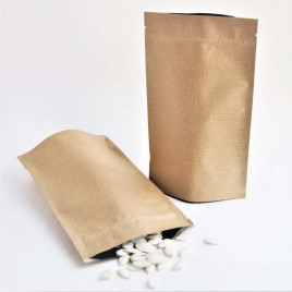 Дой-пак бумажный крафт металл внутри с замком zip-lock 135*200+(45+45) уп 10шт