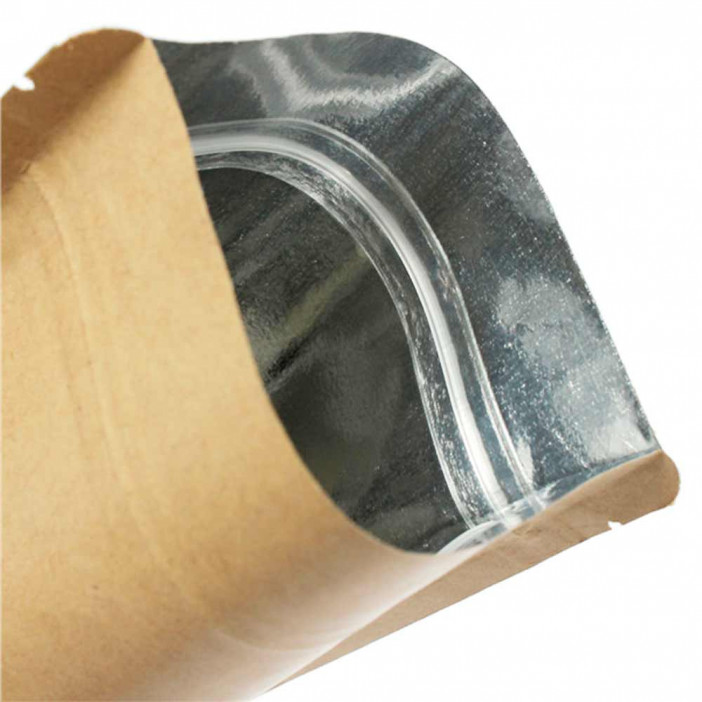 Дой-пак бумажный крафт металл внутри с замком zip-lock 135*200+(45+45) уп 10шт