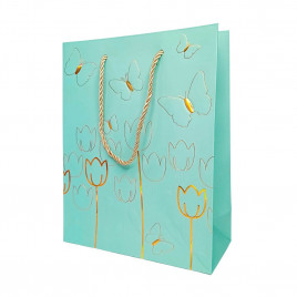 Пакет ЛЮКС Тюльпаны с золотым тиснением размер 18*23*10см