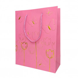 Пакет ЛЮКС Тюльпаны с золотым тиснением размер 18*23*10см