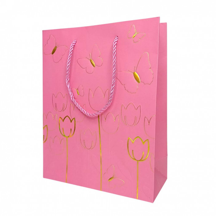 Пакет ЛЮКС Тюльпаны с золотым тиснением размер 18*23*10см