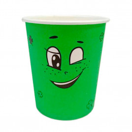 Стакан бумажный Подмигивающая рожица с надписью зеленый 250мл 50шт