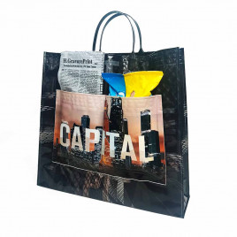 Сумка с пластмассовыми ручками многослойная с карманами Столица 37*34см