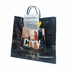 Сумка с пластмассовыми ручками многослойная с карманами Столица 37*34см