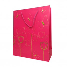 Пакет ЛЮКС Тюльпаны с золотым тиснением размер 26*32*12см