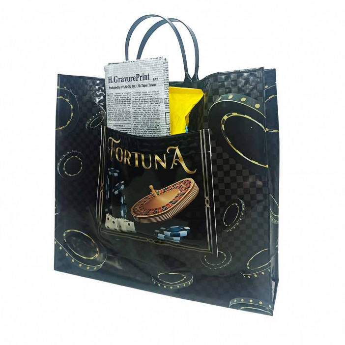 Сумка с пластмассовыми ручками многослойная с карманами Фортуна 37*34см