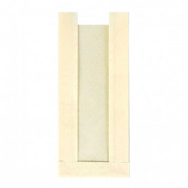 Пакет бумажный бежевый с окном 40г/м2 размер 26*11*4см уп 10шт