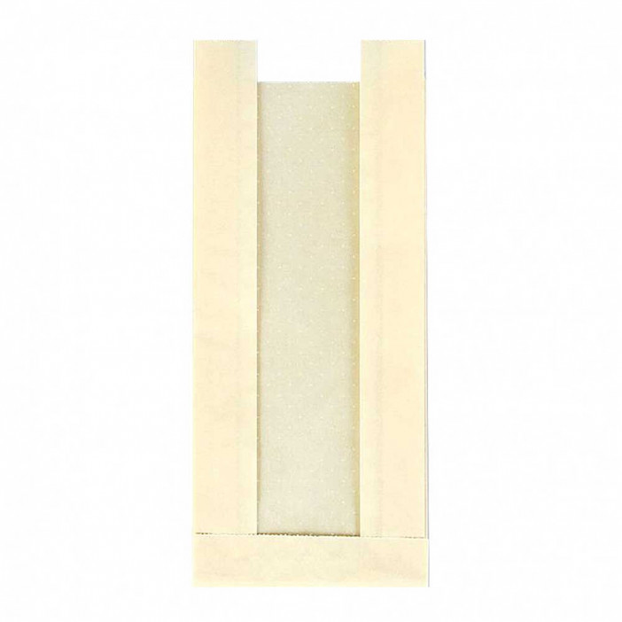 Пакет бумажный бежевый с окном 40г/м2 размер 26*11*4см уп 10шт