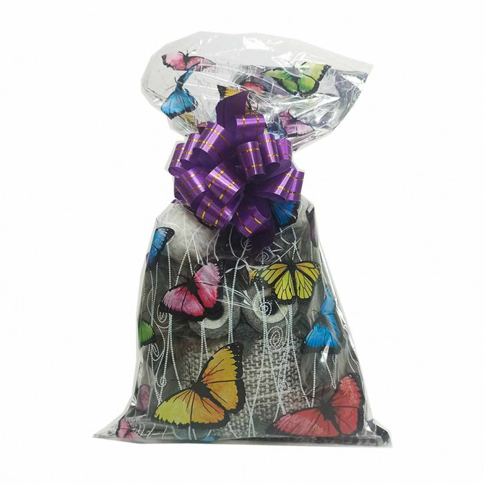 Пакет подарочный с фольгой Бабочки размер 20*35см
