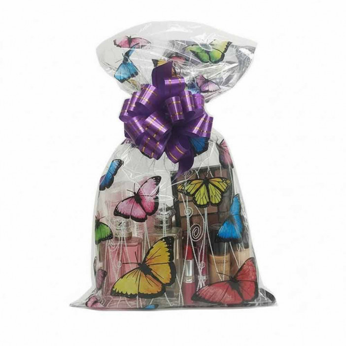 Пакет подарочный с фольгой Бабочки размер 20*35см