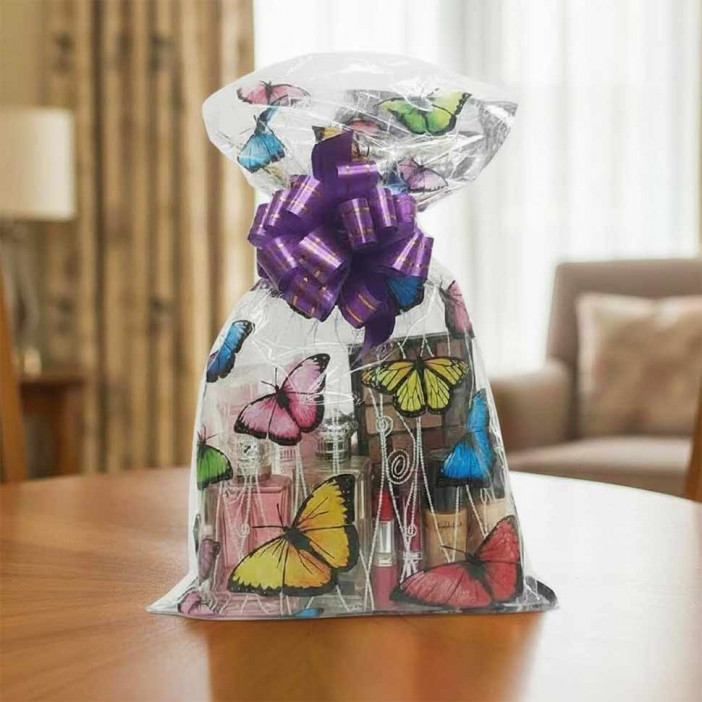 Пакет подарочный с фольгой Бабочки размер 20*35см