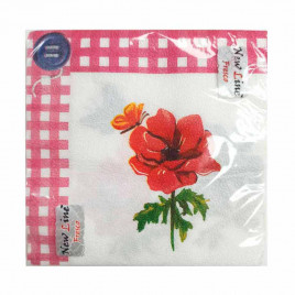 Салфетки бумажные с рисунком Цветок и пуговка 33*33см 2-х слойные 20шт