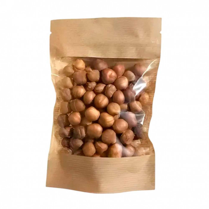 Дой-пак бумажный крафт с окном с замком zip-lock 120*185+(35+35) 90мм уп 10шт