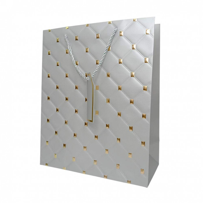 Пакет ЛЮКС Стеганый с золотыми клепками размер 26*32*12см