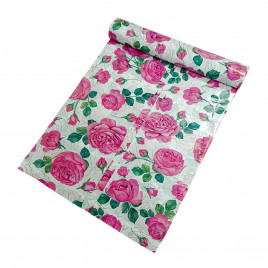 Скатерть одноразовая 120*160см в рулоне 5 шт Розовые розы