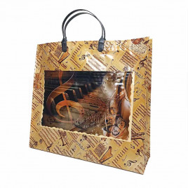 Сумка с пластмассовыми ручками многослойная с карманами Мотет 37*34см