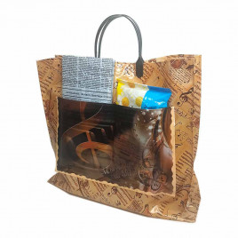 Сумка с пластмассовыми ручками многослойная с карманами Мотет 37*34см