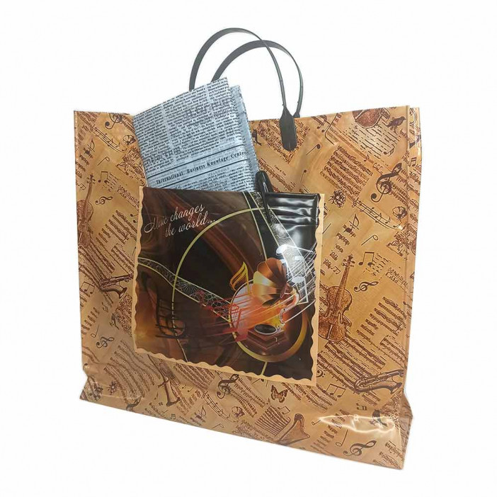 Сумка с пластмассовыми ручками многослойная с карманами Мотет 37*34см