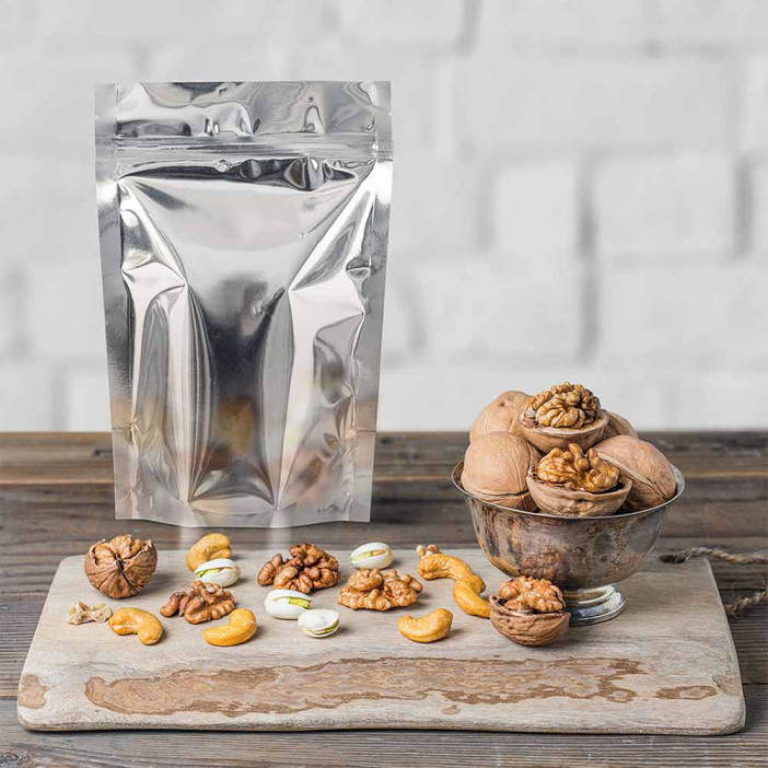 Дой-пак серебро с прозрачной стенкой c замком zip-lock 105*150мм (35+35) уп 10шт