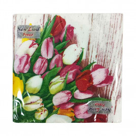 Салфетки бумажные с рисунком Тюльпаны 33*33см 3-х слойные 20шт