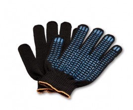 Перчатки  рабочие х/б с точками черные