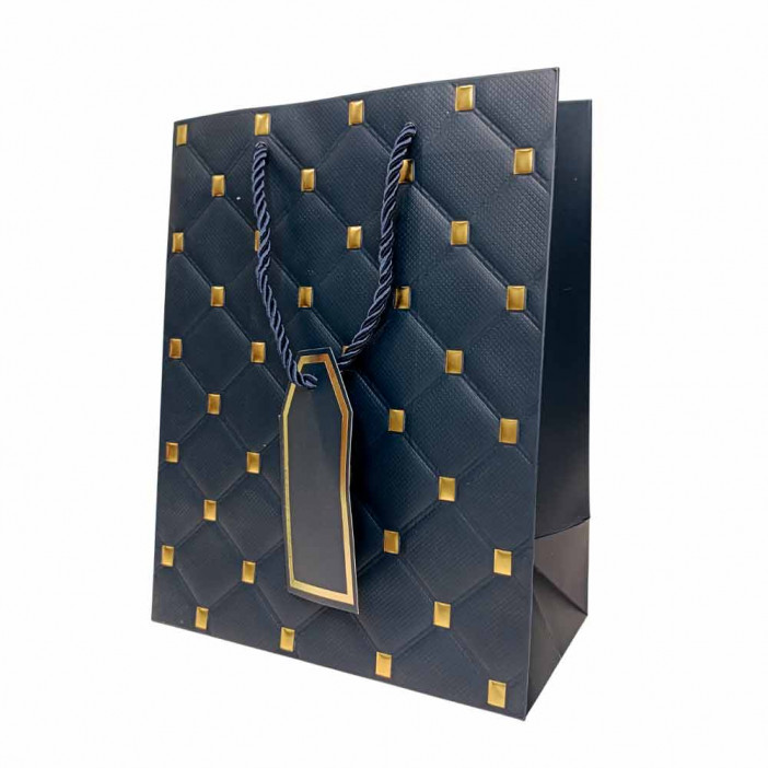 Пакет ЛЮКС Стеганый с золотыми клепками размер 18*23*10см