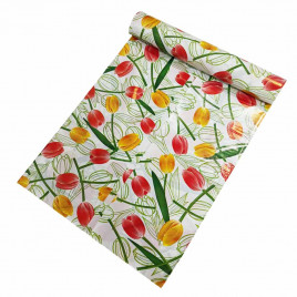 Скатерть одноразовая 120*160см в рулоне 5 шт Тюльпаны