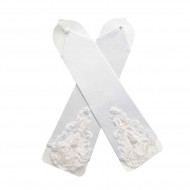 Перчатки свадебные белые с шитьем