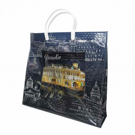 Сумка с пластмассовыми ручками многослойная с карманами Парадиз 40*33см