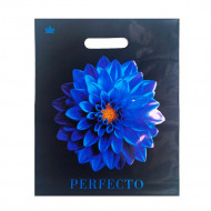 Пакет с вырубной ручкой Perfecto Синий цветок 30*37см 90мкм 50шт