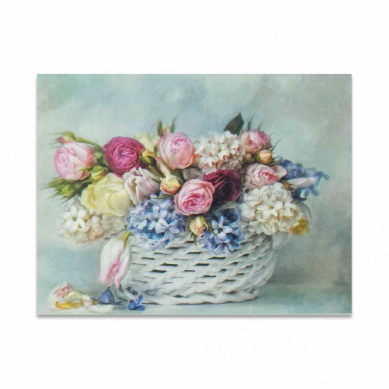 Мини-открытка Цветы в корзине 6*8см арт 740