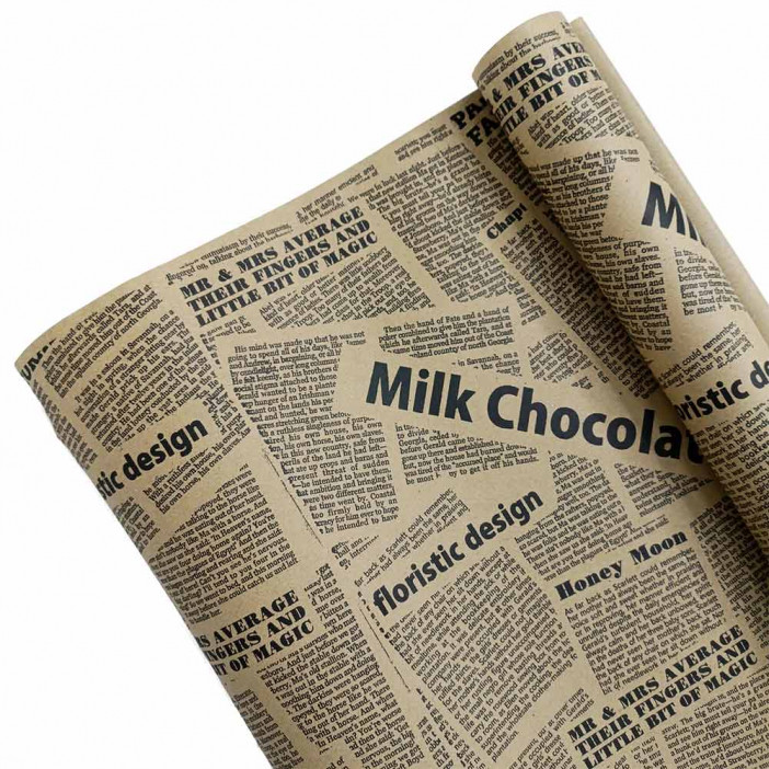 Бумага крафт в рулоне Газета Milk Chocolat размер 70см*10м