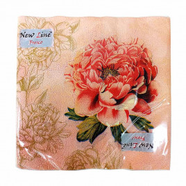 Салфетки бумажные с рисунком Пион 33*33см 2-х слойные 20шт