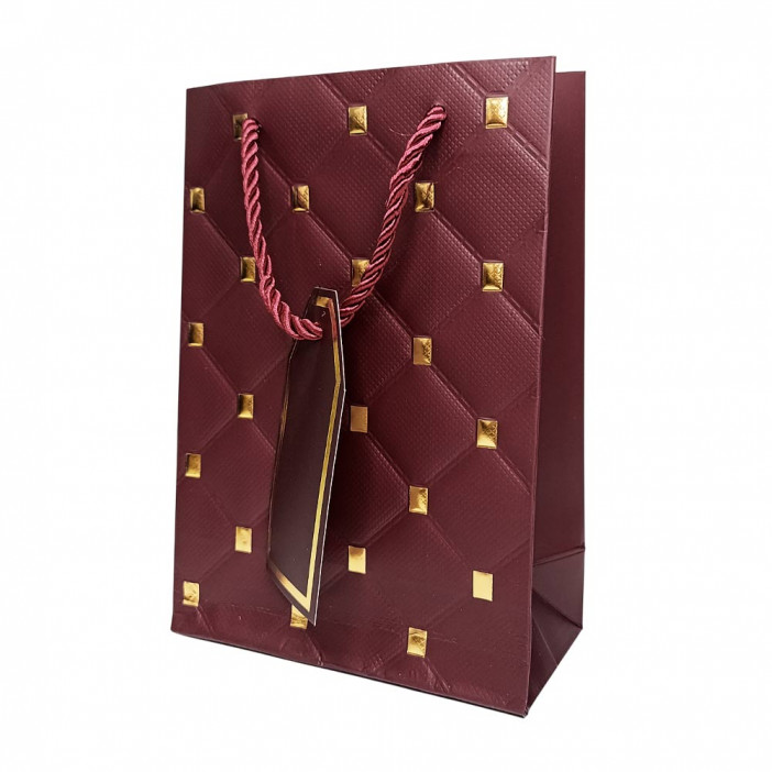 Пакет ЛЮКС Стеганый с золотыми клепками размер 14*20*7см