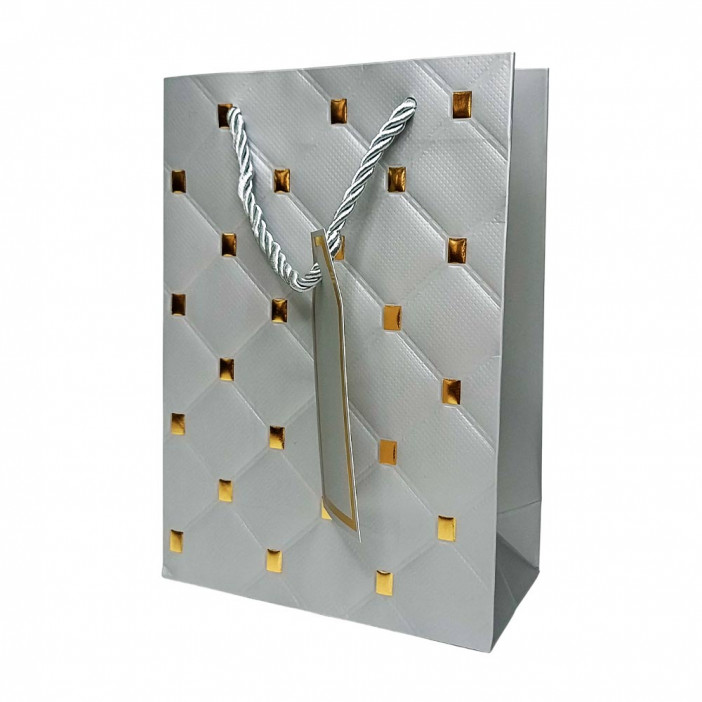 Пакет ЛЮКС Стеганый с золотыми клепками размер 14*20*7см