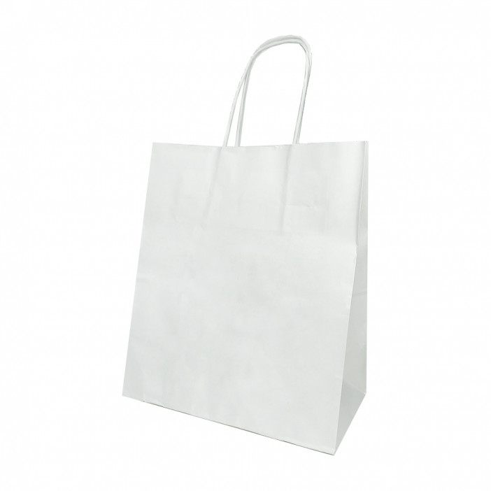 Пакет бумажный белый с крученой ручкой 80г/м2 размер 22*25*12см уп 10шт