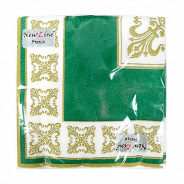 Салфетки бумажные с рисунком Верона зеленая 33*33см 2-х слойные 20шт