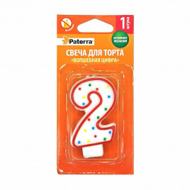 Свеча цифра 2 для торта Патерра размер 3,8*6,7см