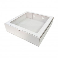 Коробка для пирога d-25-28 с окном белая размер 280*280*70мм 