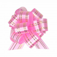 Бант-шар Золотая полоса светло-розовый размер 30*92мм D-12,7см