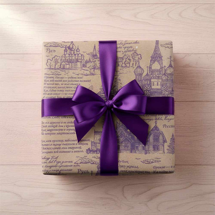 Бумага крафт в рулоне Россия фиолетовая размер 70см*10м
