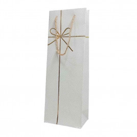 Пакет под бутылку ЛЮКС Бантик золотой размер 12,7*36*9см
