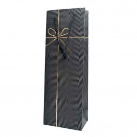 Пакет под бутылку ЛЮКС Бантик золотой размер 12,7*36*9см