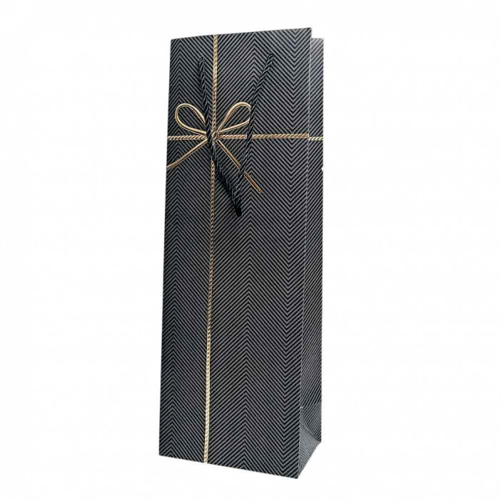 Пакет под бутылку ЛЮКС Бантик золотой размер 12,7*36*9см