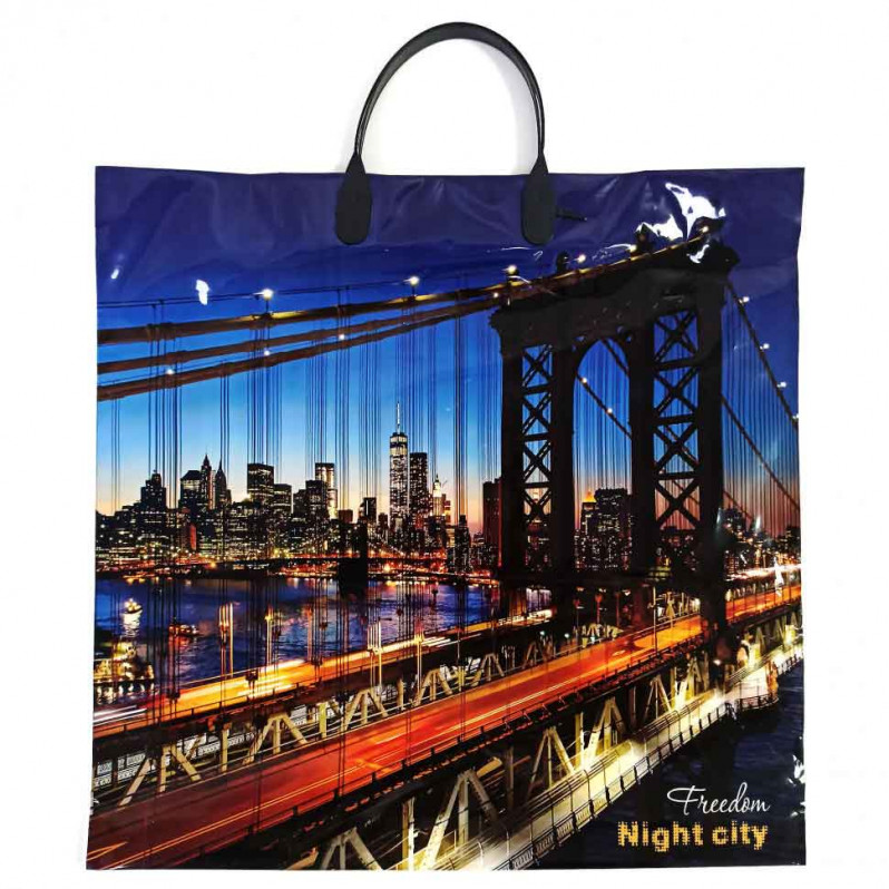 Пакет с пластмассовыми ручками 36*40см Night sity 10шт