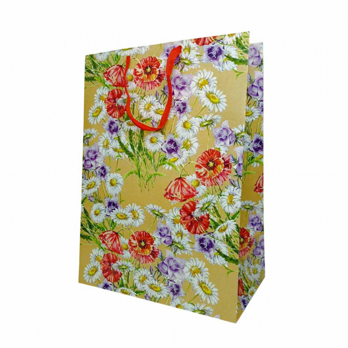 Пакет крафт Цветы размер 31*44*19см