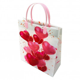 Пакет сумка размер 23*26см Розовые шарики-сердца